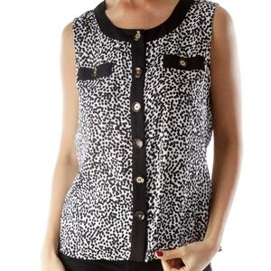 #32Jones New York Women's Black & White Polka Dot ButtonUp Sleeveless Top Size M